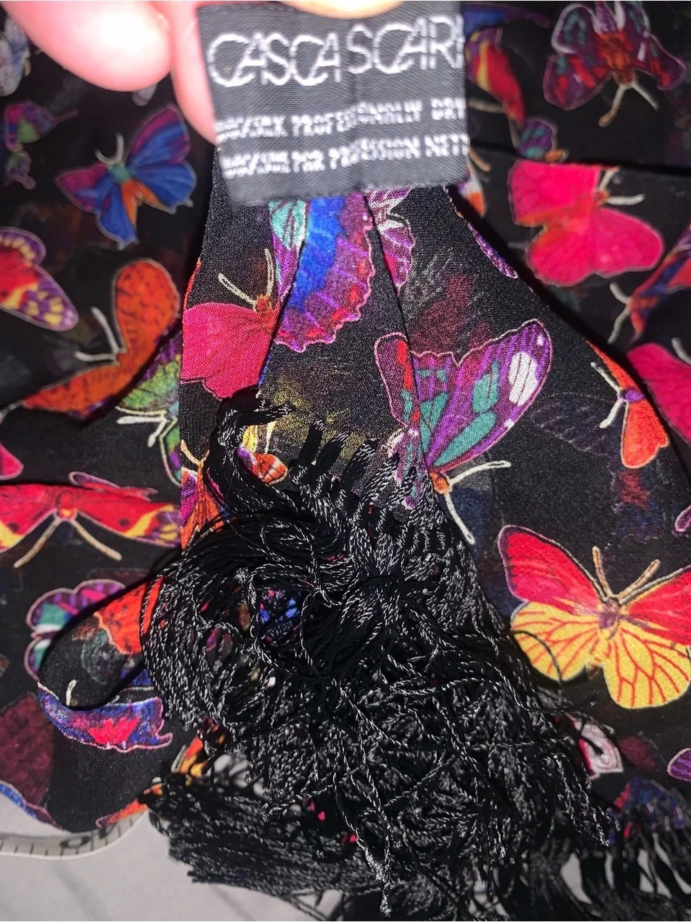 2 Silk Butterfly Scarfs Colorful Vintage both size 10” X 56”